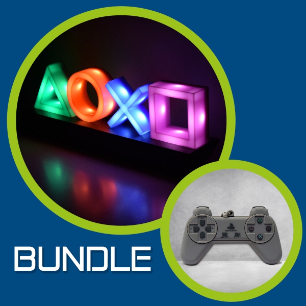  Bundle lampada PlayStation + portachiavi PlayStation gomma