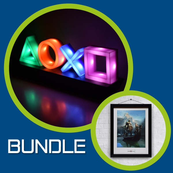  Bundle lampada PlayStation + stampa God of War key art