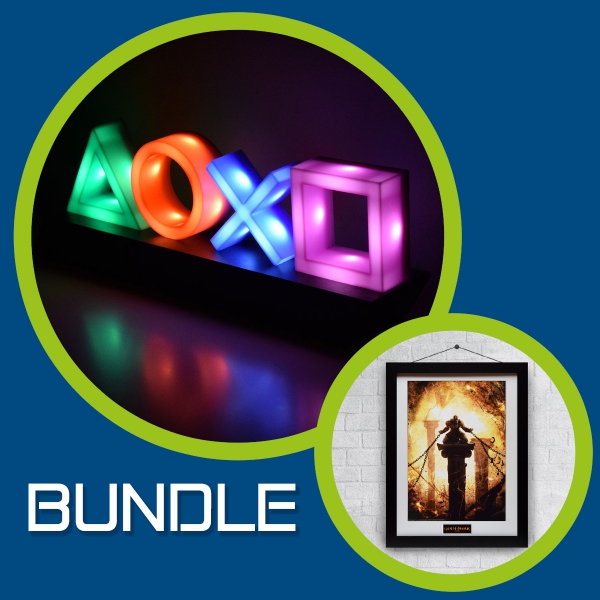  Bundle lampada PlayStation + stampa God of War Kratos